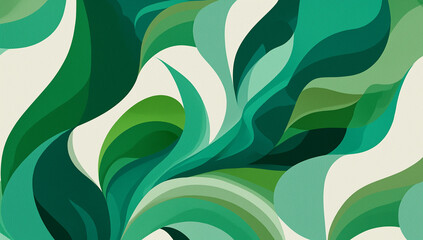 Poster - Abstract green waves flowing in a seamless pattern with light background creating a nature vibe