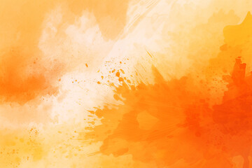 Aufkleber - A vibrant orange watercolor painting with soft textures and dynamic splashes of color throughout it
