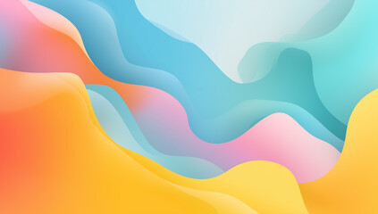 Aufkleber - abstract background with flowing shapes in pastel colors of orange yellow pink and blue design art