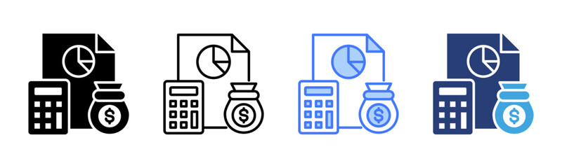 Poster - Budgeting icon sheet multiple style collection