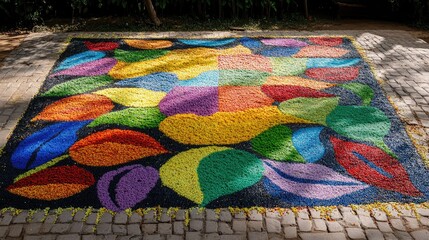 Poster - Abstract pattern created with colorful rice grains for a Diwali rangoli. Artistic expression.