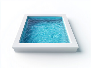 Poster - A square pool with blue water is surrounded by a white border on a plain white background scene view
