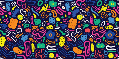 Aufkleber - Playful chaos A vibrant abstract pattern dances on dark blue