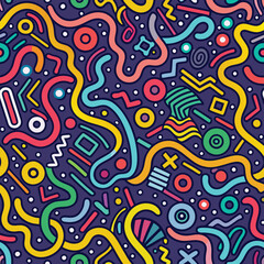 Aufkleber - Playful chaos bright shapes and squiggles in a whimsical energetic design
