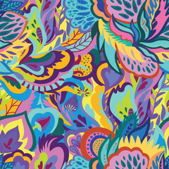 Poster - Psychedelic Blooms An Abstract Garden of Vibrant Color  Form