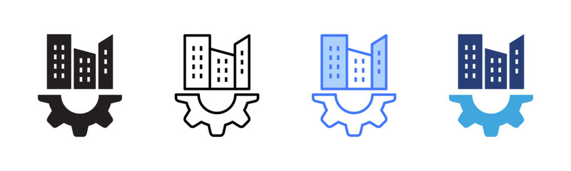 Poster - Office Building icon sheet multiple style collection