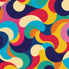 Poster - Retro Color Swirl A vibrant blend of curving shapes in bold colors
