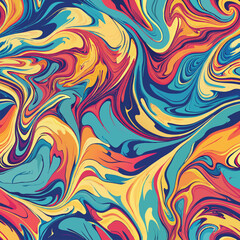Poster - Vibrant swirls of paint in blues yellows reds and oranges create a dynamic abstract texture