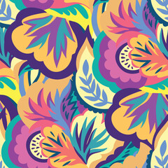 Aufkleber - Vivid Flora Symphony Kaleidoscope of blossoms in a whimsical dance