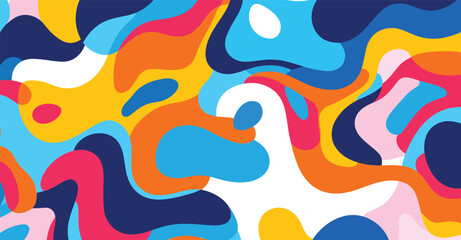 Poster - Whimsical blobscape of vibrant colors overlapping in freeflowing forms