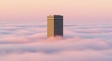 Sunrise Skycraper Emerging from Pink Mist