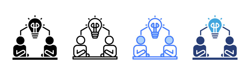 Poster - Brainstorming icon sheet multiple style collection