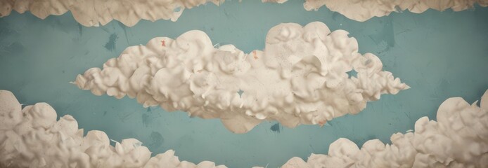 Wall Mural - Torn geometric paper, retro cloud & star pattern ,  nebula,  clouds,  grunge