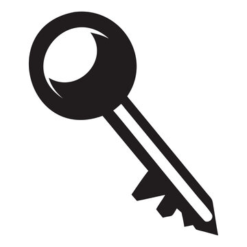 black key icon vector silhouette on transparent background and png