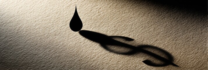 Aufkleber - Black Droplet Creates Dollar Sign Shadow on Textured Paper Surface in an Artistic Representation of Financial Themes