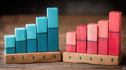 Poster - Wooden block displaying a graph illustrating business formation rates and new business starts in today's competitive economy