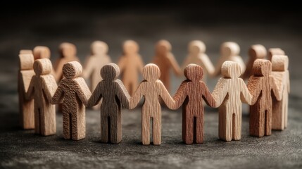 Poster - Diverse group of wooden figures representing multilingual business support and inclusive resources for all communities