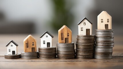 Poster - House and stack of coins illustrating rent subsidy programs and housing assistance initiatives for financial support