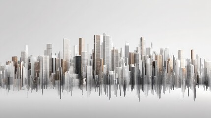 Poster - majestic cityscape featuring skyscrapers under a clear sky symbolizing urban resilience and ecologic
