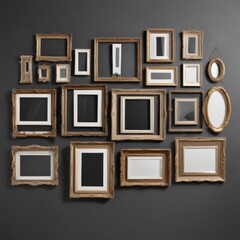 Wall Mural - set of frames, set of vintage frames, set of wooden frames