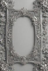 Wall Mural - Exquisite silver filigree frames with delicate floral motifs, vintage aesthetic , leaves, antique, metal