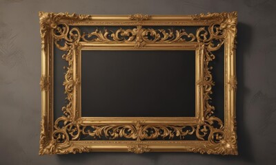 Wall Mural - Ornate gold scroll frame, vintage design  Royal, retro aesthetic , royalty, antique
