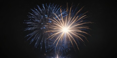 Wall Mural - stunning blue firework display isolated on black, stars visible , light, overlay