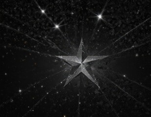 Wall Mural - Silver glitter star pattern on black, festive twinkle effect, shiny, luxury, texture