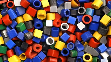 Aufkleber - Dynamic colorful plastic pieces creative space visual art studio close-up design inspiration