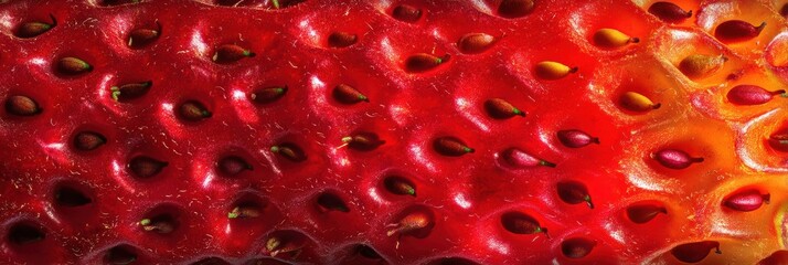 Leinwandbilder - Vibrant Close-Up of Strawberry Seeds Highlighting Texture and Color