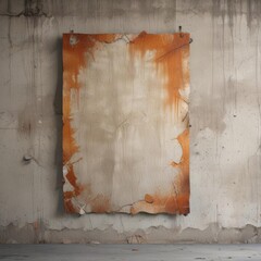 Wall Mural - Torn poster mockup on aged concrete wall with rust , material, design, image