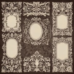 Wall Mural - set of vintage frames, set of frames, set of ornate frames