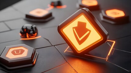 Poster - Digital interface displaying red alerts cyber environment interactive content futuristic viewpoint