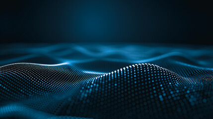 Poster - Digital Wave of Innovation: An artistic depiction of a digital wave form, created through a seamless network of connected data points, exuding an aura of innovation and the future of technology.