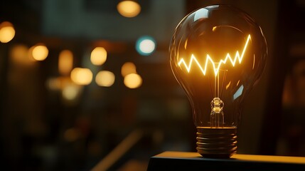 Poster - Illuminating financial insights golden lightbulb chart symbolizing growth studio environment close-up view