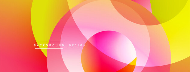 Poster - Vibrant overlapping circles create dynamic abstract composition. Warm colors blend, forming smooth gradients. Modern design evokes energy, positivity, visual appeal.