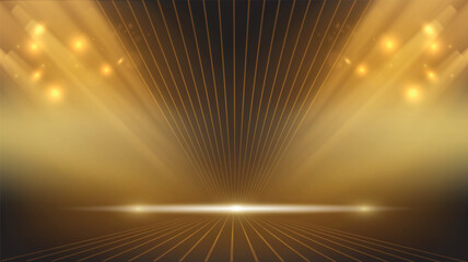 Wall Mural - black and gold lighting stage background abstract geometric shapes luxury design wallpaper.realistic
