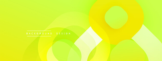 Poster - Abstract background features overlapping yellow, lime green shapes. Smooth gradients create dynamic visual effect. Modern design suitable for digital projects, presentations.