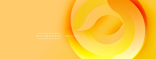 Fototapete - Abstract yellow background. Concentric circles create layered effect. Smooth gradients suggest depth, warmth. Minimalist design suitable for digital projects.