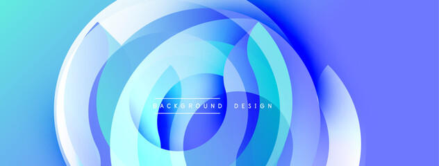 Aufkleber - Abstract blue layers create dynamic circular pattern. Gradient shades suggest depth, movement. Modern design element for backgrounds, presentations. Clean, vibrant aesthetic.