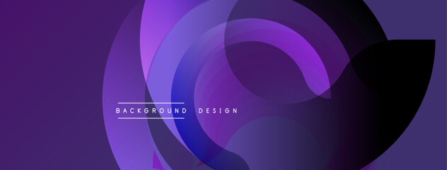 Aufkleber - Abstract purple design features overlapping translucent circles. Gradient shades create depth, modern aesthetic. Text reads background design. Minimalist composition, vibrant colors.