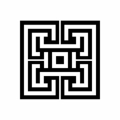 Poster - Abstract black and white geometric square maze pattern, concept for logo design, branding, and graphic design template
