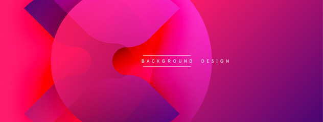 Aufkleber - Abstract vibrant background. Overlapping circles create dynamic composition. Shades range from deep purple to bright red, offering modern aesthetic. Smooth gradients dominate design.