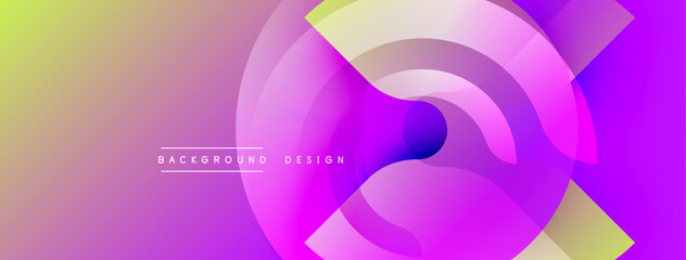Aufkleber - Abstract gradient background. Overlapping circles create dynamic composition. Soft color transitions, purple, yellow hues dominate design. Modern aesthetic.