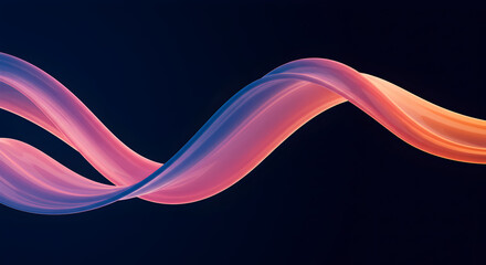 Poster - Abstract Gradient Ribbon With Flowing Curves on a Dark Background