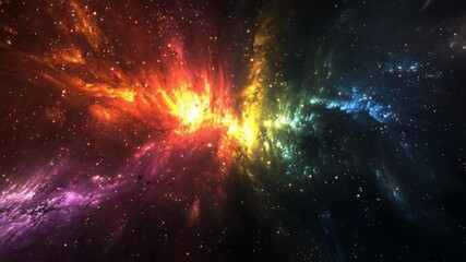 Poster - Stunning cosmic nebula and luminous star cluster illuminating the vastness of outer space