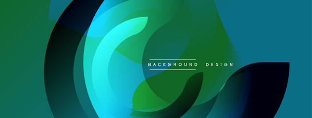 Aufkleber - Abstract flowing shapes create dynamic composition. Gradient colors blend, forming modern background. Smooth curves suggest movement, energy, visual harmony.