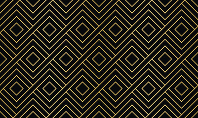 Aufkleber - Geometric diamonds in a repeating angular gold pattern on black