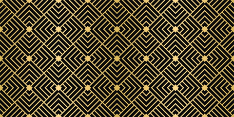 Aufkleber - Geometric gold on black art deco pattern tightly aligned