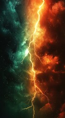Poster - PNG Orange and green Lightning lightning storm thunderstorm.